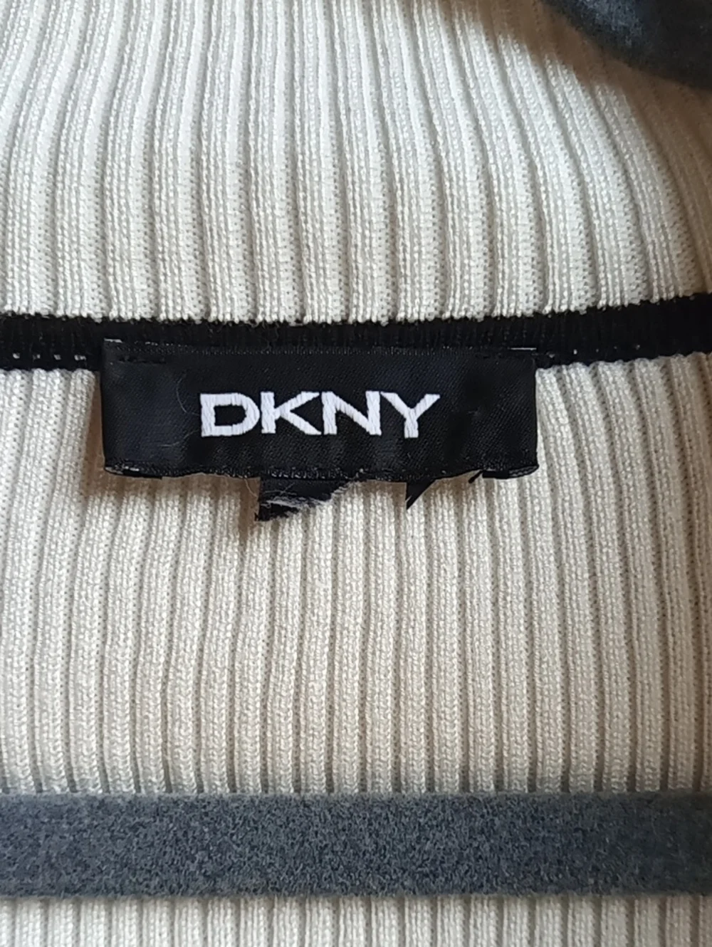 DKNY Cream Half-Zip Ribbed Sweater